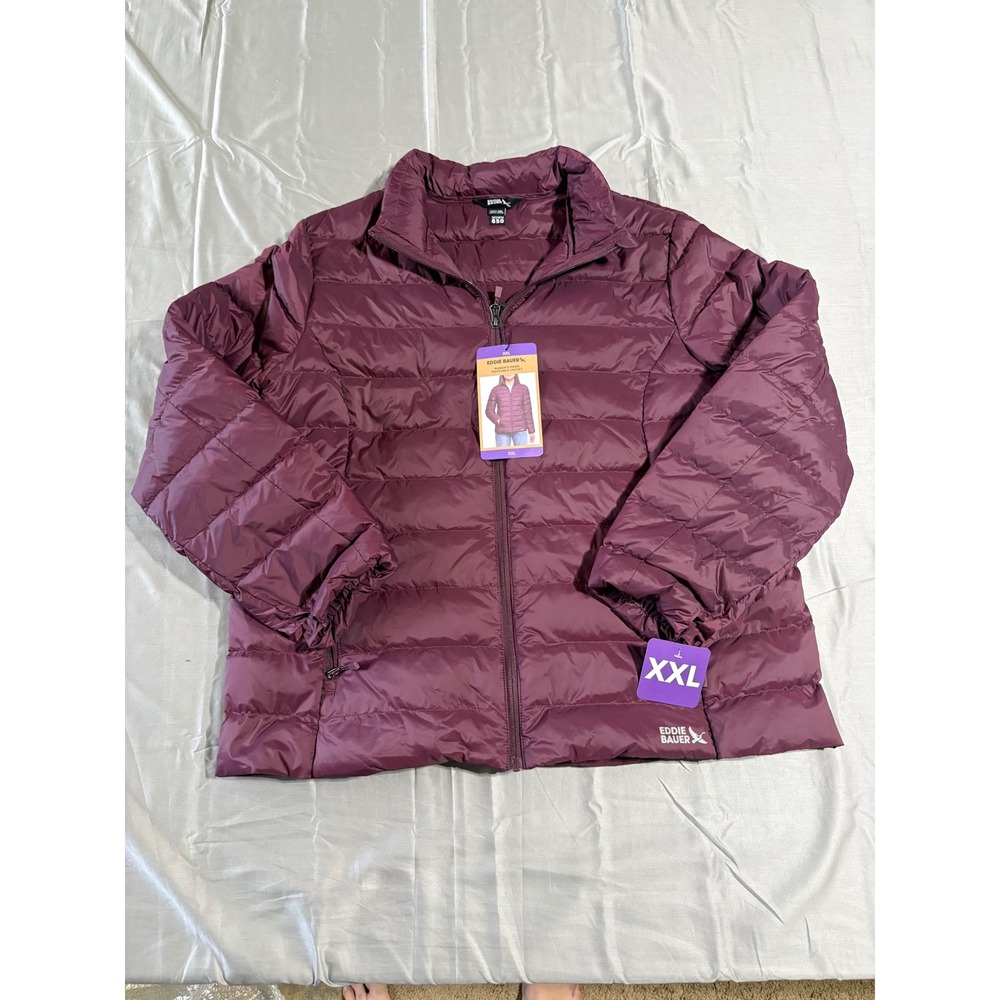 Eddie Bauer Womens XXL 650 Down Jacket Red Plum Packable Puffer EB010708 NEW